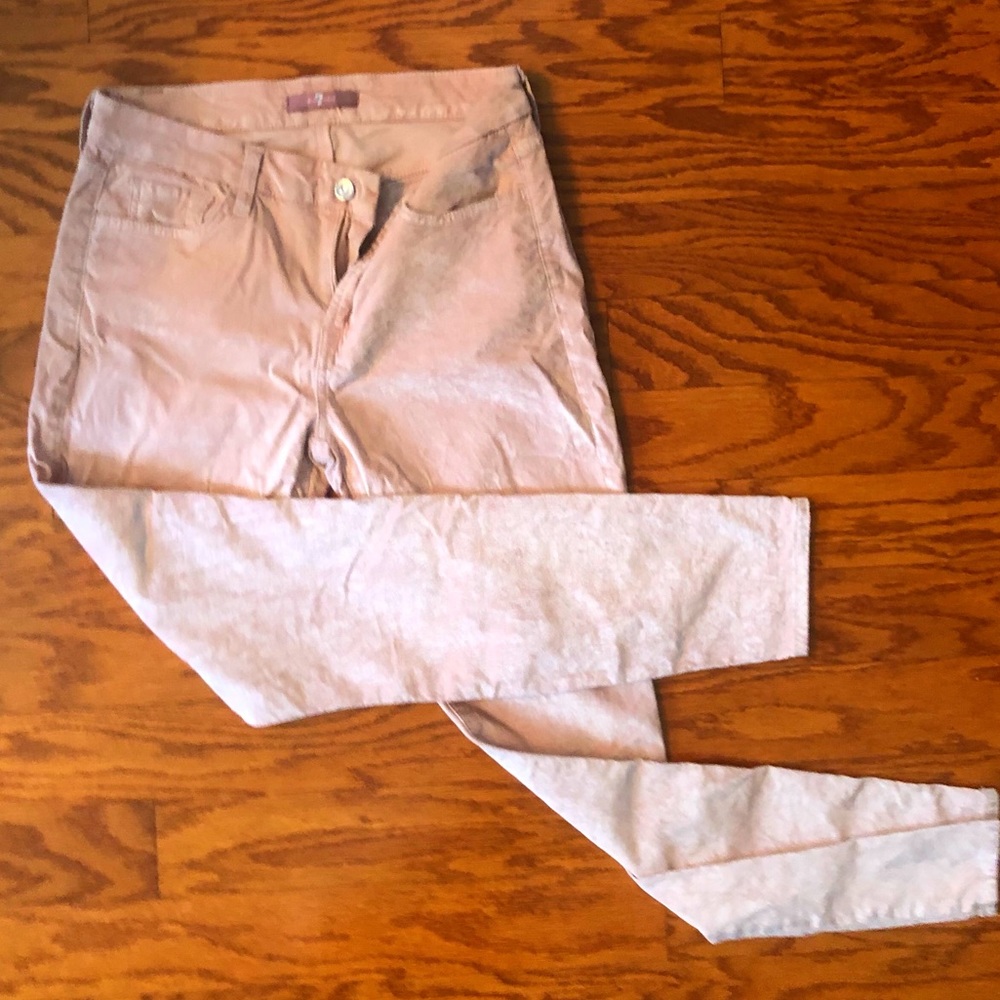7 For all Mankind Rose Velvet Ankle Skinny Jeans